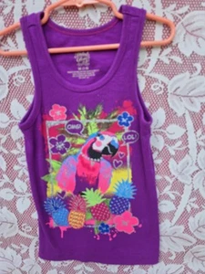 Brand New Faded Glory Girl's Sz M 7/8 Purple Parrot Graphic Adorable - Picture 1 of 7