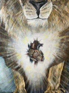 Original Trev Paul Lion Heart Spiritual Acrylic Painting Signed 2014 24x30 Jesus - Picture 1 of 23