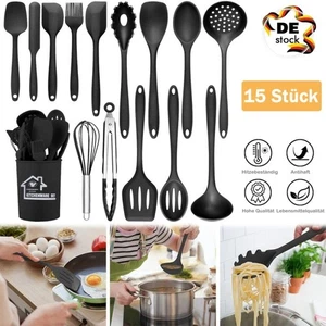 15tlg Küchenutensilien Set Kochutensilien Küche Kochen Silikon Edelstahl Kücheng - Bild 1 von 18