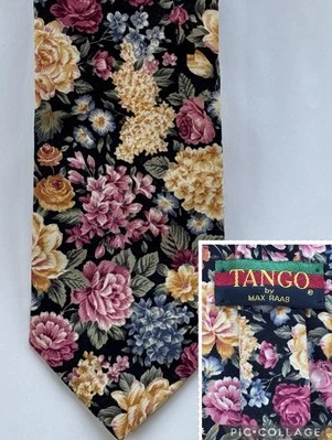 Цветочный галстук танго от Max Raab Calico розы Lilly черный хлопок галстук 3,75 X 56 + - Изображение 1 из 4
