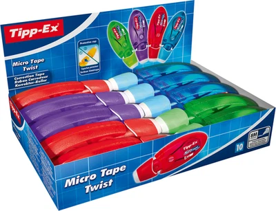 BIC GROUP Tipp-Ex Korrekturroller Micro Tape Twist in 4 Farben, 8m x 5 mm, 10er Pack