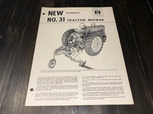 New McCormick No. 31 Tractor Mower Sales Flyer International Harvester - Picture 1 of 2