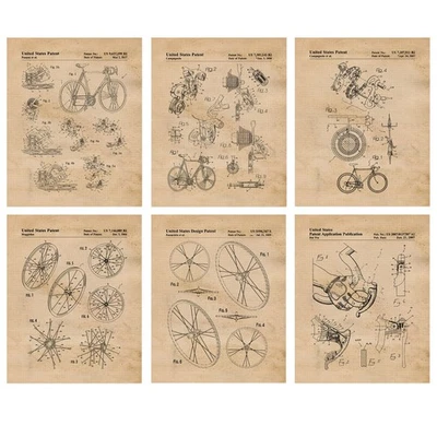 Classic Racing Bicycle Patent Prints 6 (8x10) for Home Work Campagnolo Office - Image 1 of 4