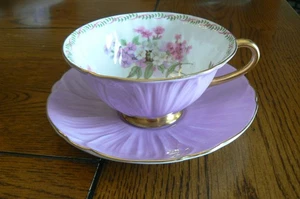 Taza y platillo de adelfa lavanda Shelley China England Stocks vintage ENVÍO GRATUITO A EE. UU. - Imagen 1 de 8