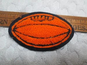 Vtg 1950's Orange & Blue Chenille Football Shape Letter Jacket Patch 3.2" - Picture 1 of 2