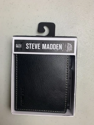 Steve Madden Men's Billfold Black Leather Like  Wallet With Back ID RFID New - Image 1 of 4