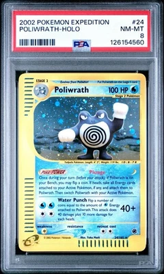 PSA 8 Poliwrath Holo Rare 24/165 Expedition 2002 Pokemon E Series English NM - Image 1 of 3