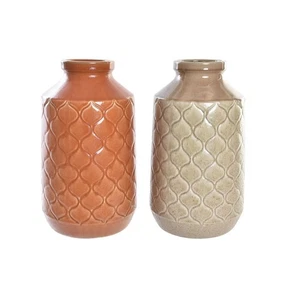 Vase DKD Home Decor Porcelain Orange Green (20 x 20 x 35 cm) (2 Units) - Imagen 1 de 3