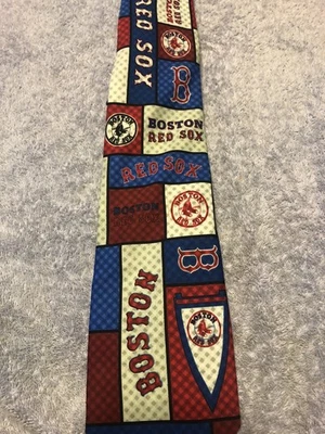 Boston Red Sox Silk Tie Logo All Over Print MLB Baseball Mens - Image 1 of 2