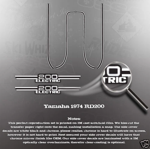 KIT GRÁFICO CALCOMANÍA CUBIERTA TANQUE YAMAHA 1974 RD200 COMO NOS Foto 1 de 1