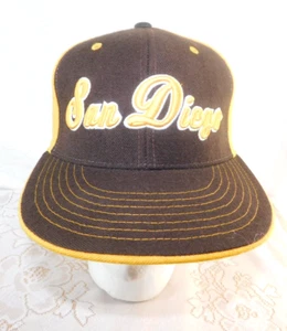 NW/OT Playoffs SAN DIEGO Brown/Yellow Fitted Wool Baseball Cap Hat ~ Size 7 - Picture 1 of 8