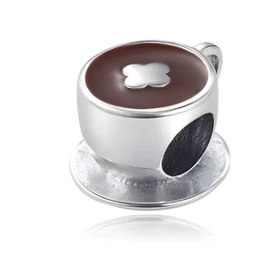 Charm Anhänger für Armband Tasse schwarzer Kaffee Silber plattiert Geschenkidee - Bild 1 von 1