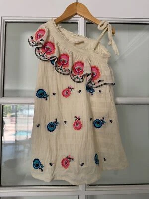 Vestido Anthropologie PLENTY TRACY REESE Bordado Floral Volantes Algodón Talla 5/6 Foto 1 de 3