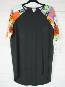 Lularoe Women's Halloween Irma Black with Multi Color Sleeves Top Size XS NWT - Picture 1 of 3
