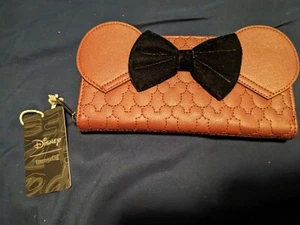 Minnie Mouse velvet bow Loungefly Disney women's long wallet - Picture 1 of 5