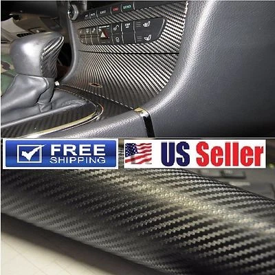 Premium 4D Gloss Carbon Vinyl DIY Wrap Sticker Paint Protection Film 6FTx5FT 72" - Image 1 of 4
