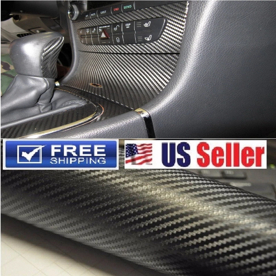 Premium 4D Gloss Carbon Vinyl DIY Wrap Sticker Paint Protection Film 6FTx5FT 72" - Image 1 of 4
