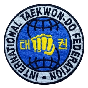 Taekwondo International Patch (3.5") Iron/Sewing Badge Emblem Kimono Gi Uniform - Picture 1 of 3