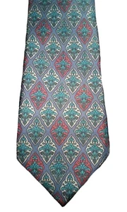 Seidenkrawatte Saint Honore lila blau rot silber grau Made in Spain - Bild 1 von 7