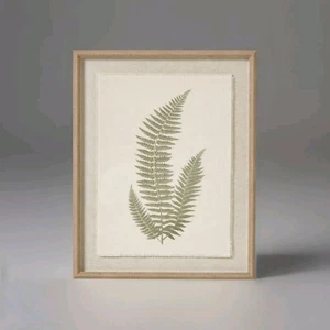 Sage Fern Leaf Picture Framed Textured Wall Art Modern Botanical Decor 40x50cm - Picture 1 of 6