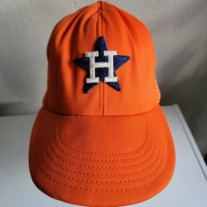 Vintage 80s Houston Astros Hat MLB Mesh Dal-Cap Snapback Trucker Hat Cap Orange - Picture 1 of 10