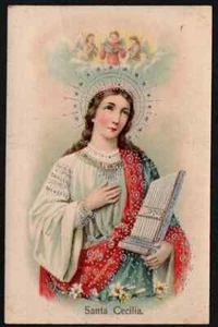 Tarjeta Santa Antigua Postale de Santa Cecilia Estampa Santino Imagen Pieuse - Imagen 1 de 1