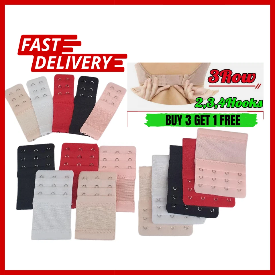 New Elastic Bra Extender 2 3 4 Hook 3Row BRA Strap Maternity Extension Underwear - Image 1 of 1