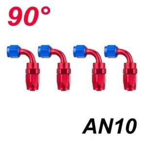 Kits de 4 adaptadores de montaje de extremo de manguera de línea de combustible de aceite rojo 90 ° grados AN10 aluminio - Imagen 1 de 13