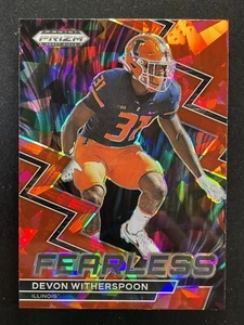 2023 Panini Fearless PRIZM ROSSO #F-12 Devon Witherspoon - Illinois - Foto 1 di 2