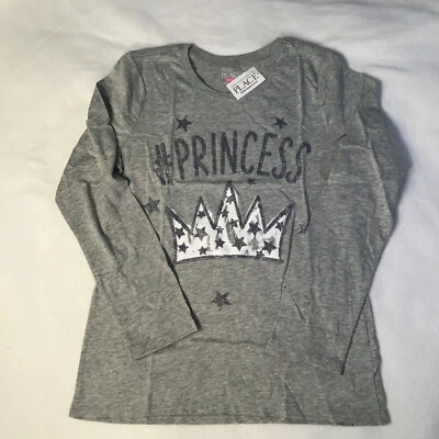 Camisa de manga larga gris XL (14) The Childrens Place Girls #Princess Crown Foto 1 de 4