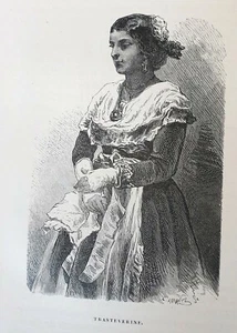 1875 ROME = POPOLANA DI TRASTEVERE = Antique Print = Old Print - Picture 1 of 1