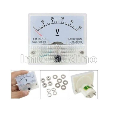 DC 0-50V 85C1 Analog Panel Meter Voltage Volt Meter Voltmeter White 50V Measure - Bild 1 von 4