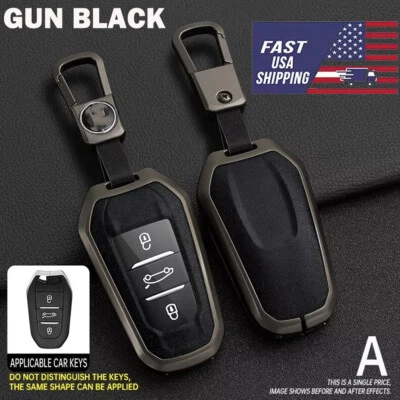 Funda Carcasa Llavero Coche Cuero Negro Pistola Para Peugeot 3008 2008 5008 301 Foto 1 de 4