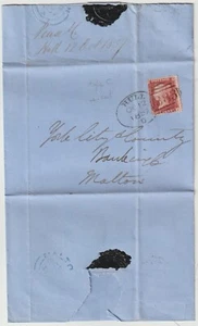 1857 HULL SPOON PMK TYPE C RE-CUT PEASE & LIDDELLS OLD BANK LETTER TO MALTON YKS - Picture 1 of 3