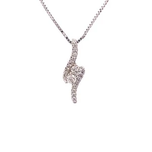 2/5 Carat Diamond Ever Us Pendant 14k White Gold Two 2 Stone Adjustable Chain - Picture 1 of 7