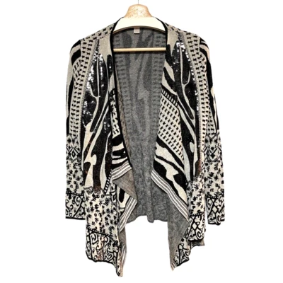 Cárdigan Chicos Mujer Estampado Animal Ligero Negro Cebra Lentejuelas Western Boho S Foto 1 de 4