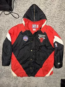 Chicago Bulls Jacke Herren XL Lee Sport NBA Puffer Reißverschluss Kapuze bestickt Vintage - Bild 1 von 9