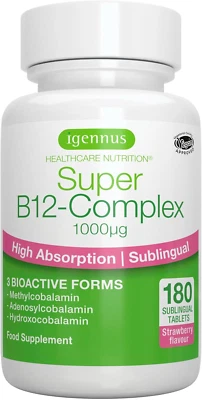 Vitamina B12 Complex 1000Mcg Sublinguale, 180 Compresse, 1 Al Giorno, Metilcobal - Immagine 1 di 4