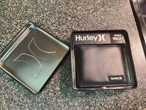 MENS HURLEY BLACK BIFOLD WALLET WITH TIN GIFT BOX