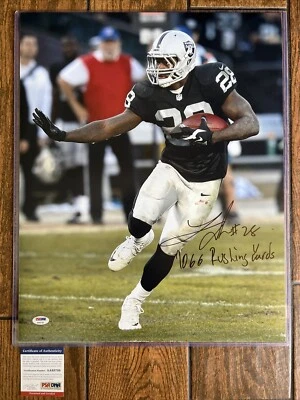 Latavius Murray Signed 16x20 Raiders Photo NFL '1066 Rushing Yards” PSA COA - Image 1 of 4