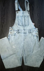Girls justice denim overalls size 14 new acid washed - Picture 1 of 4