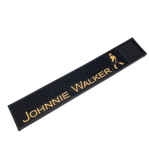 Johnnie Walker Striding Man Scotch Whiskey Thick Bar Rail Drip Spill Mat Black - Picture 1 of 8