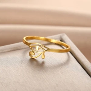 Anillo Egipcio Ojo de Horus, Anillo Ojo Dorado de Horus, Anillo Ojo de Horus de Oro 18K - Imagen 1 de 5