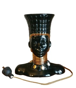Rare Vintage Art Deco 1920s Black African Queen Porcelain Ceramic Electric Lamp - Picture 1 of 12