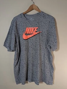 Nike Splatter Print Cement Men T-Shirt Gray Orange Letters Size 2XL Tall - Picture 1 of 2