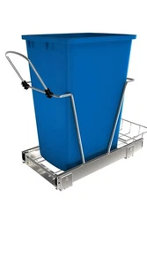 Rev-A-Shelf Pullout Trash Can 35 QT. for Kitchen Cabinets Blue RV-12KD-22C-S New - Picture 1 of 7
