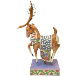 Jim Shore Heartwood Creek Christmas Figurine Dash Away Reindeer Blue Blanket - Picture 1 of 8