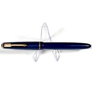 Vintage 1950's PARKER DUOFOLD Junior Blue Resin England 14K Gold Fine Nib Rare! - Picture 1 of 11