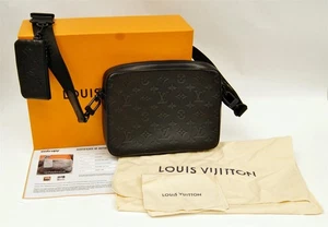 LOUIS VUITTON Umhängetasche schwarz Leder Monogramm Shadow Noir Duo M69827 mit Box - Bild 1 von 11