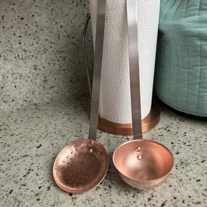 NKC Normandy Kitchen 2pc Copper Skimmer/Ecumoire/Ladle Never Used Just Polished - Bild 1 von 19
